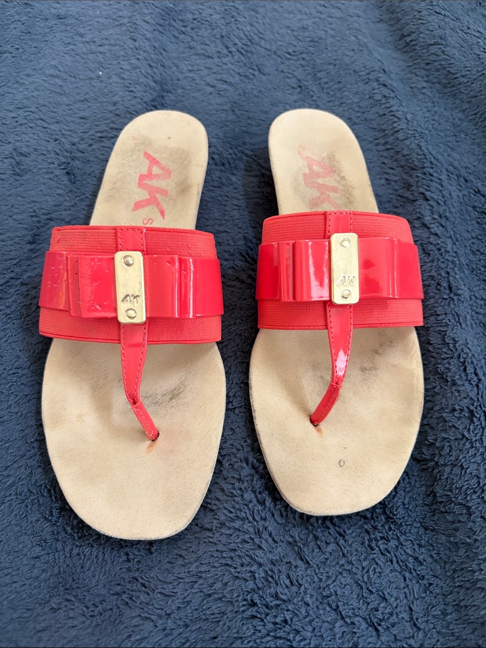 Anne Klein Red Patent Bow Thong Sandals